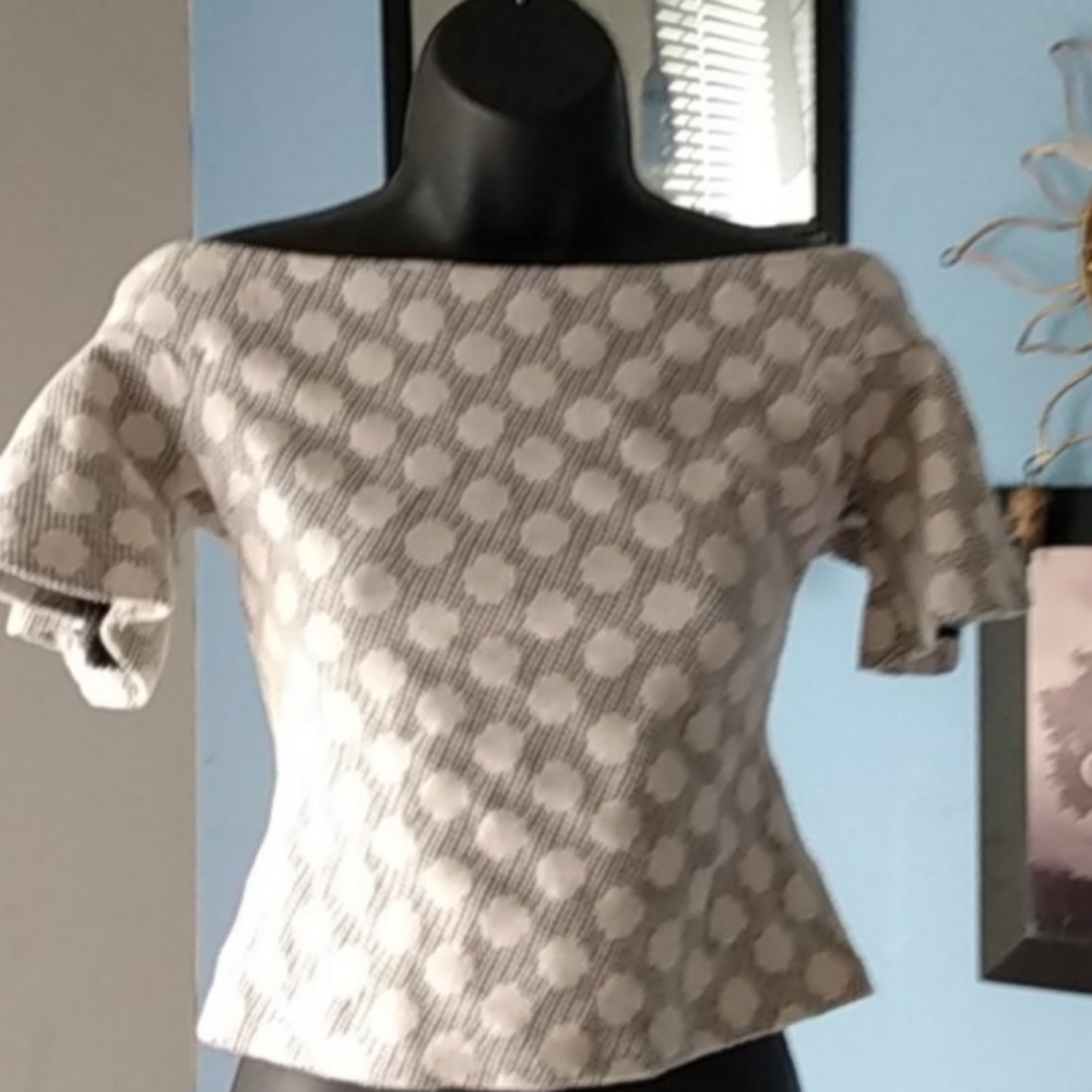 Anthropologie Erin+Ali Polka Dot Off Shoulder Blouse